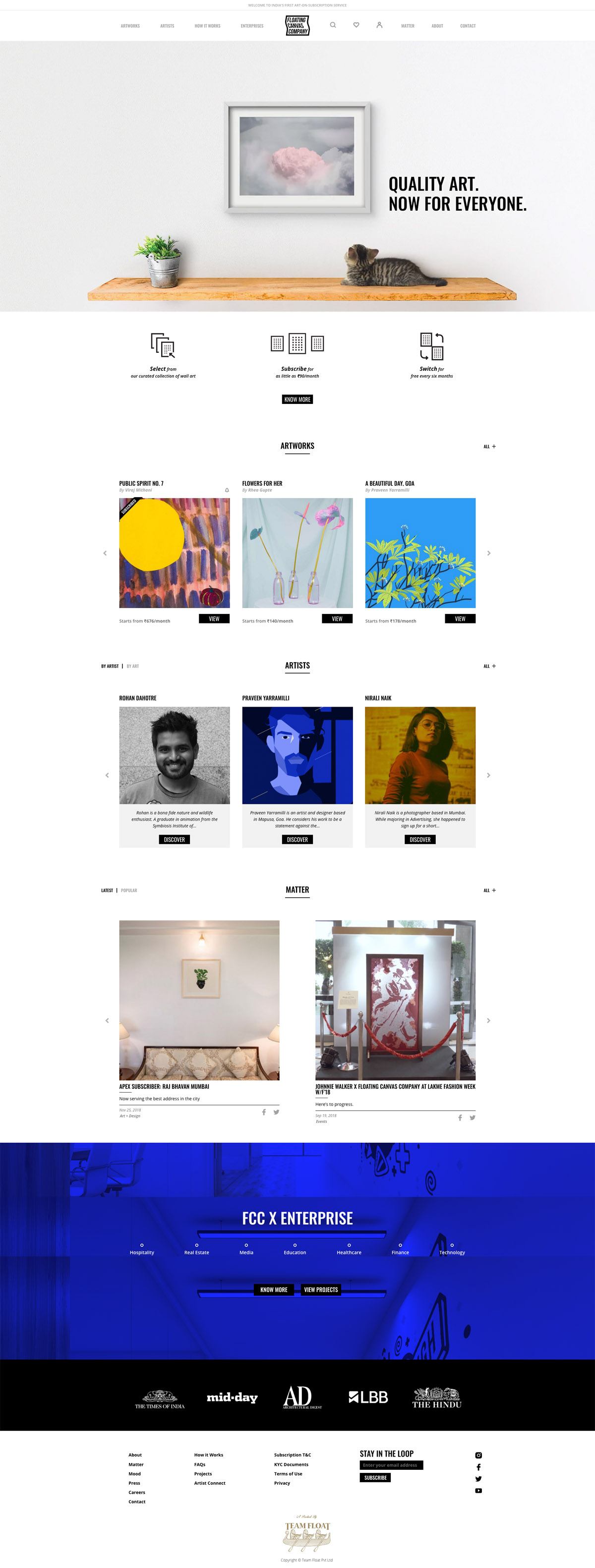 eCommerce website: Floating Canvas