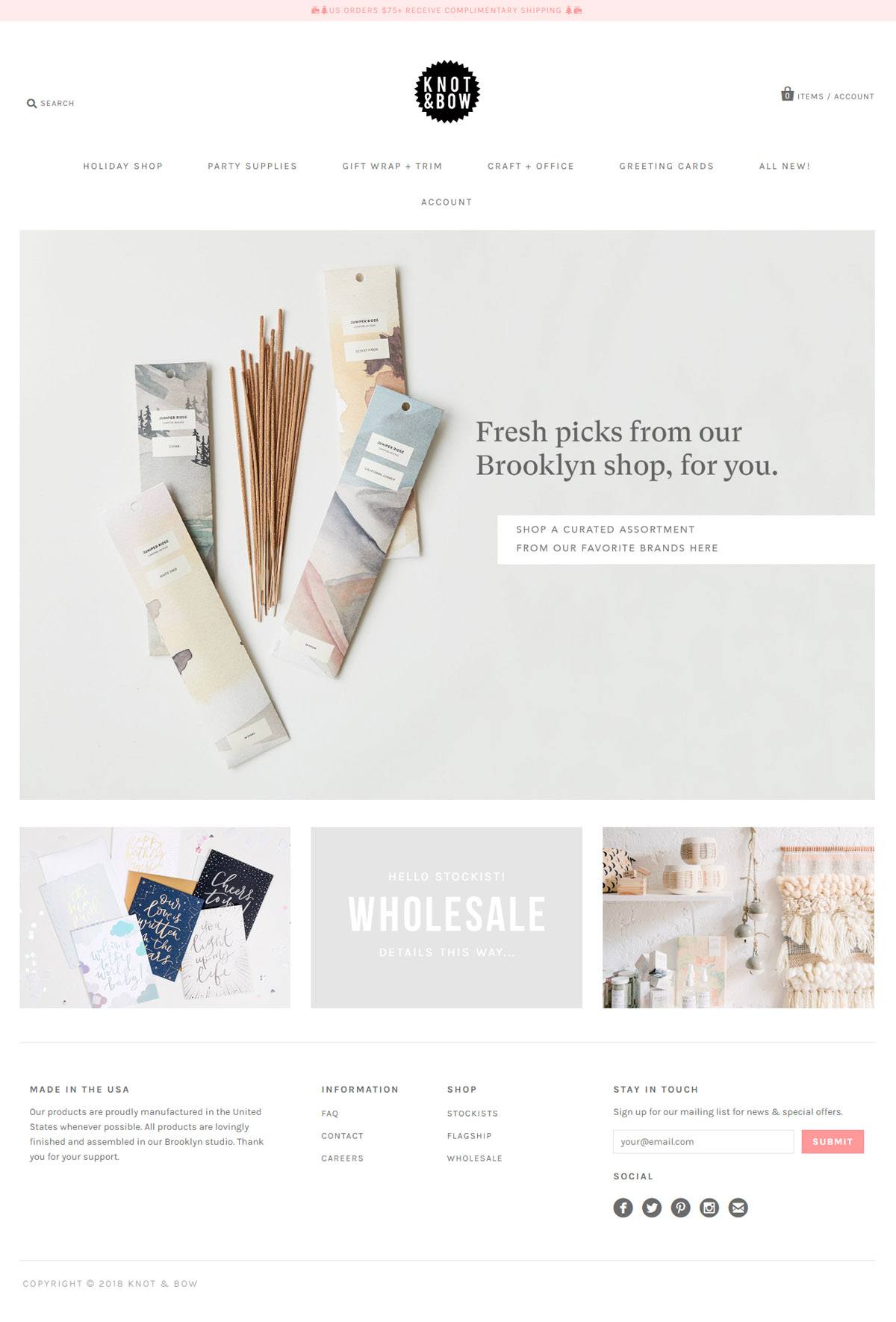 eCommerce website: Knot & Bow
