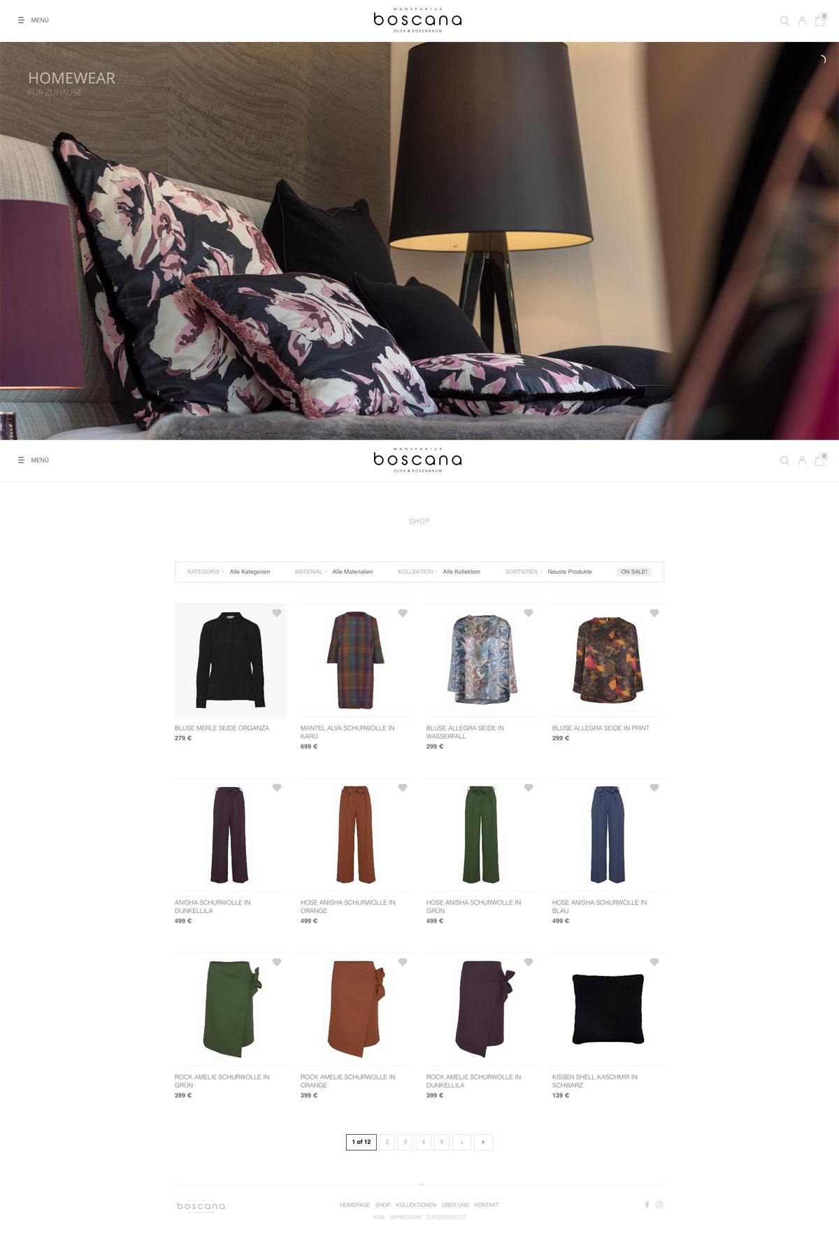 eCommerce website: Manufaktur Boscana