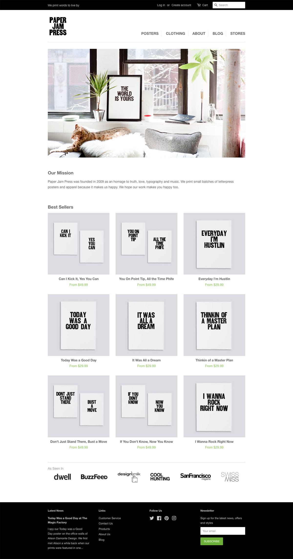 eCommerce website: Paper Jam Press