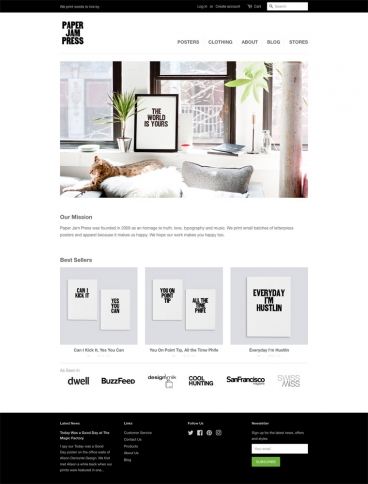 eCommerce website: Paper Jam Press