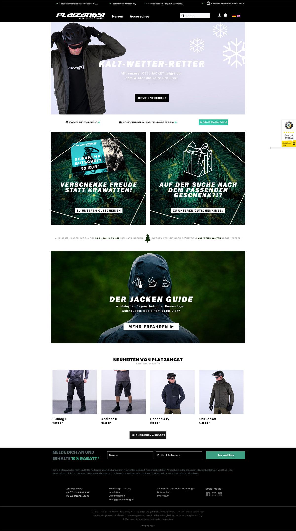 eCommerce website: Platzangst