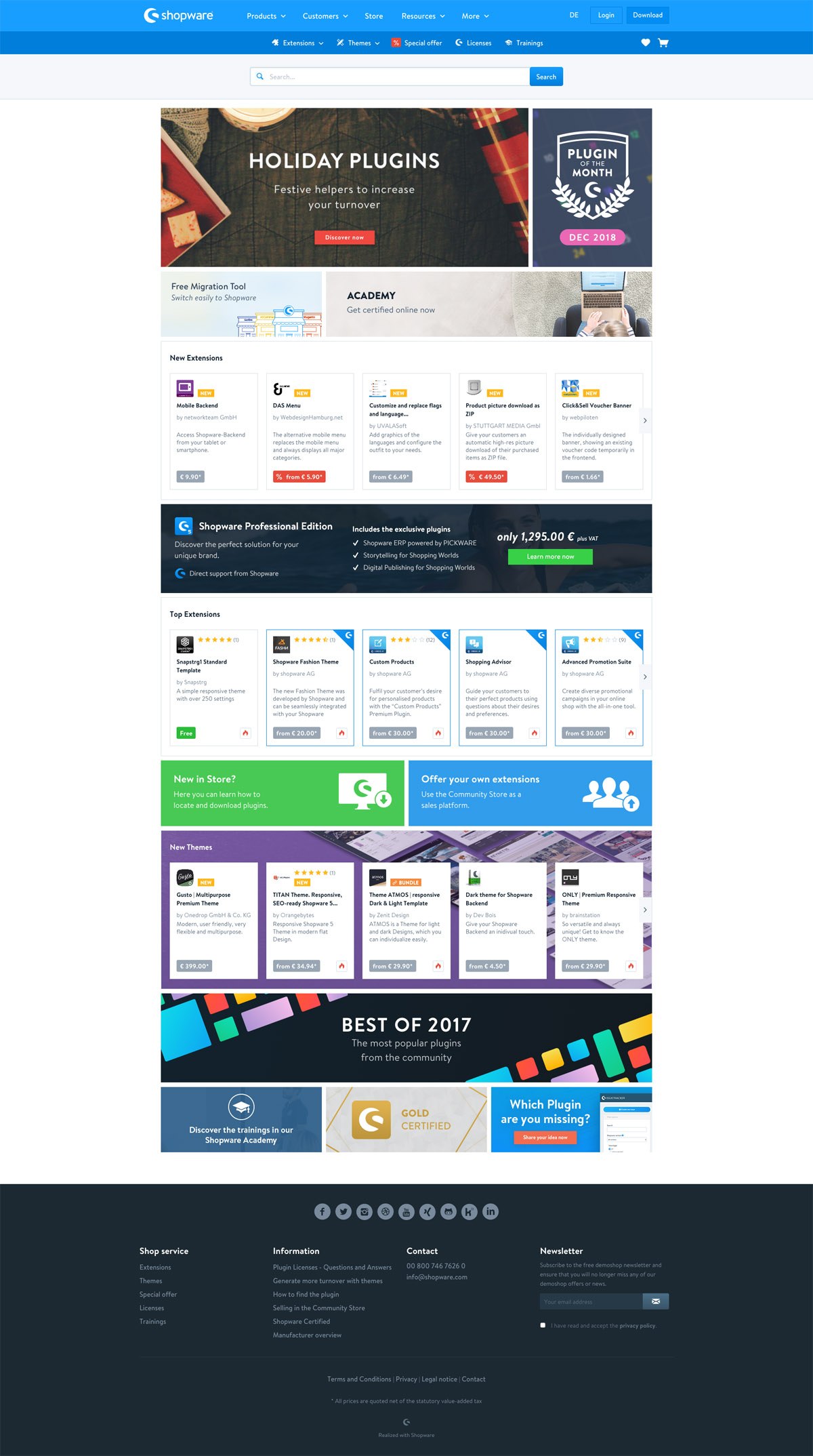 eCommerce website: Shopware Store