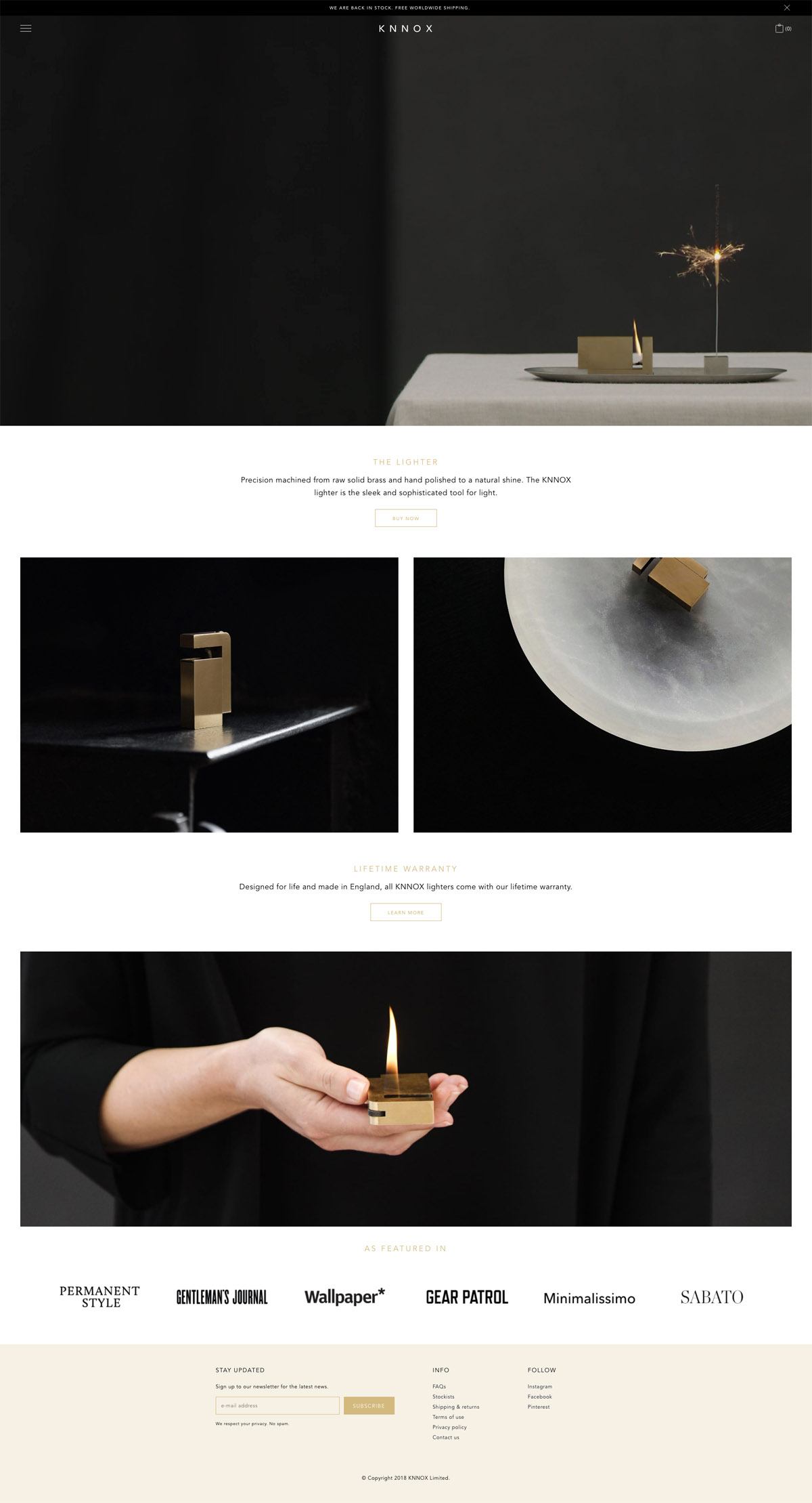 eCommerce website: The KNNOX lighter