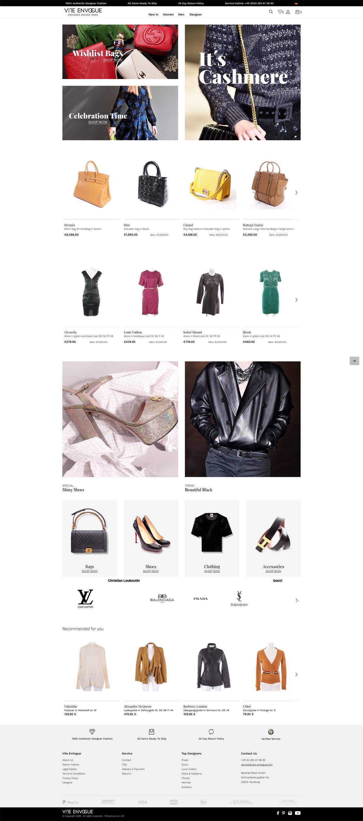 eCommerce website: Vite EnVogue