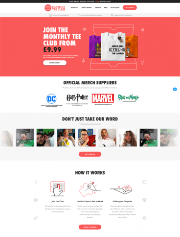 eCommerce website: Monthly Tee Club