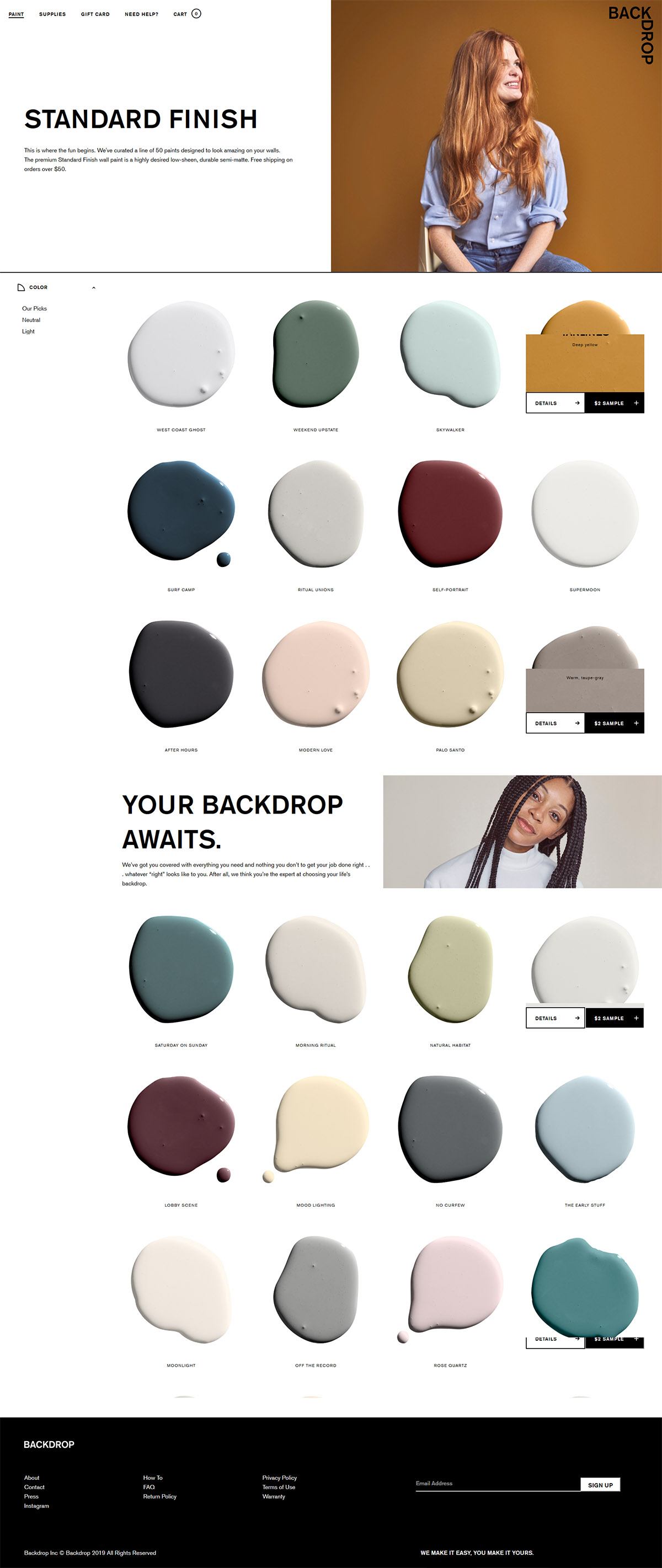 eCommerce website: Backdrop