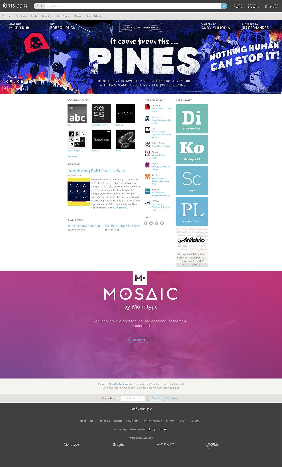 eCommerce website: Fonts.com