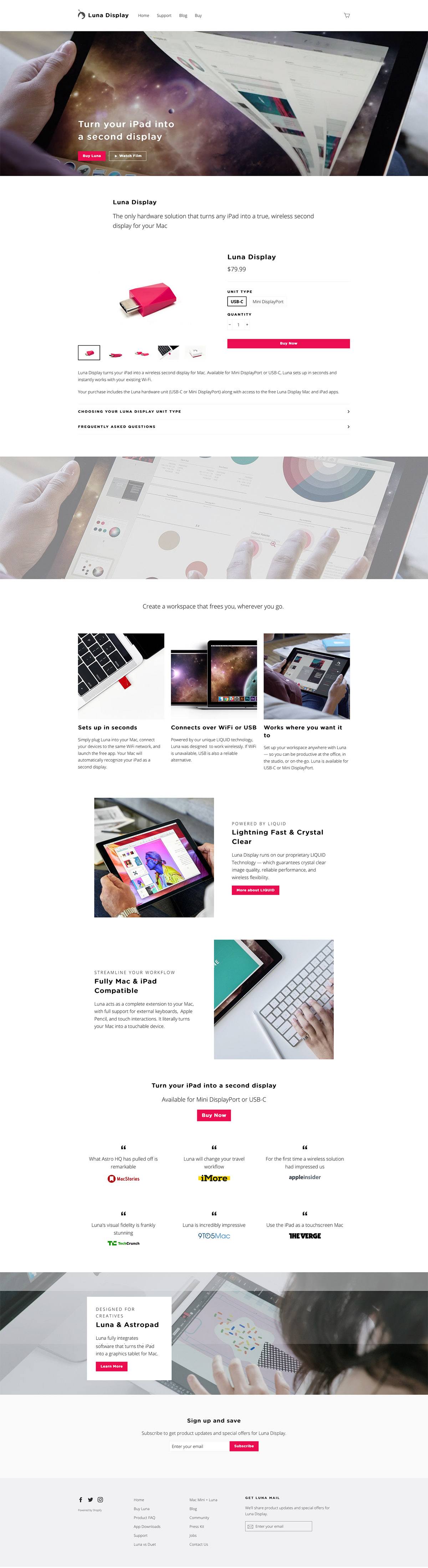 eCommerce website: Luna Display