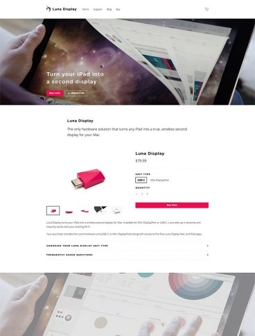 eCommerce website: Luna Display