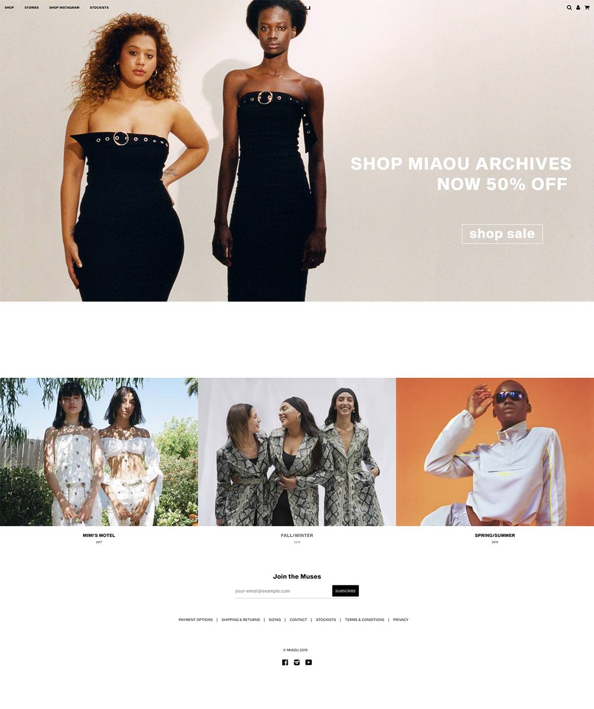 eCommerce website: MIAOU