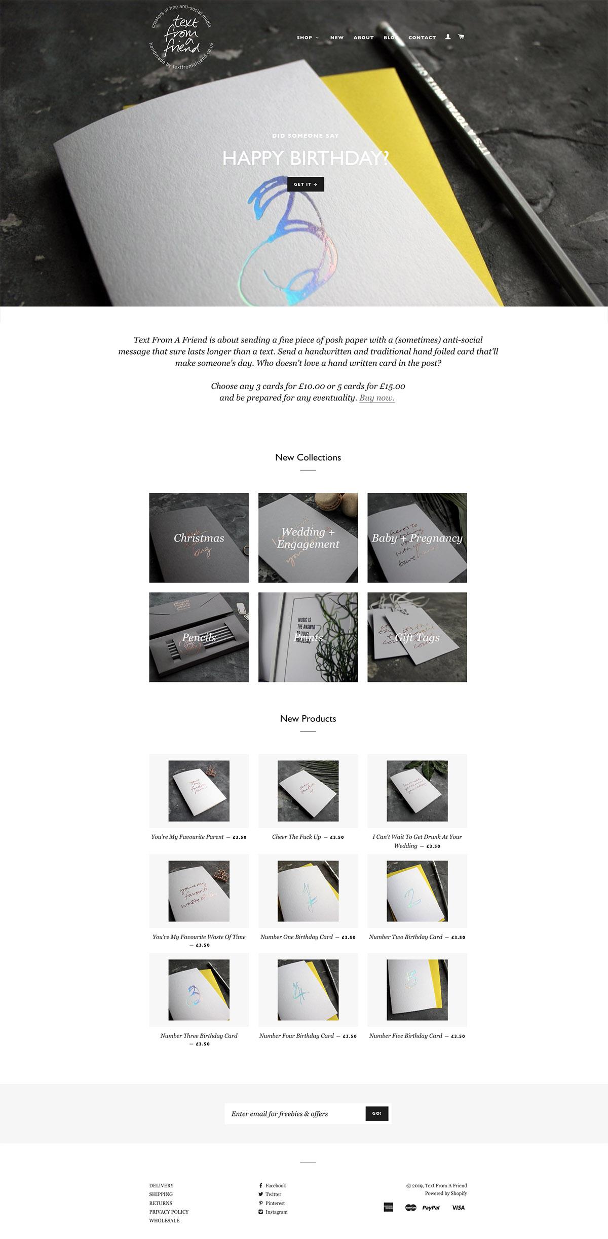 eCommerce website: Text From A Friend