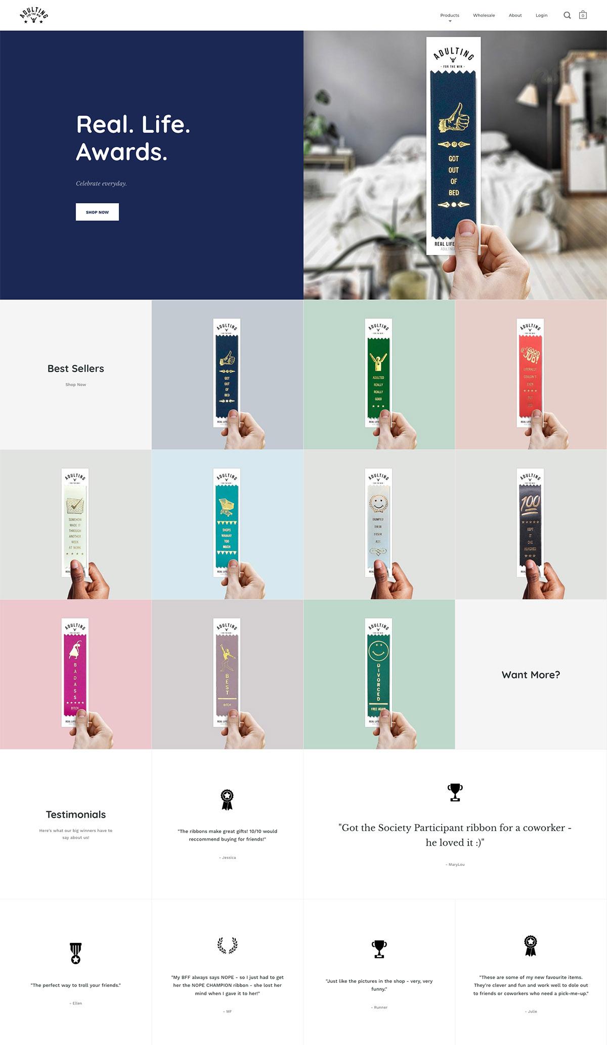 eCommerce website: AdultingFTW