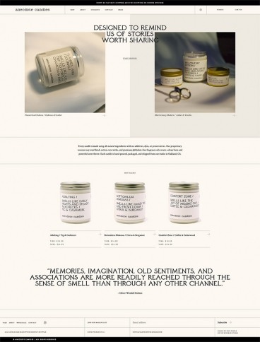 eCommerce website: Anecdote Candles
