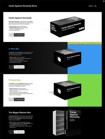 eCommerce website: Cards Against Humanity