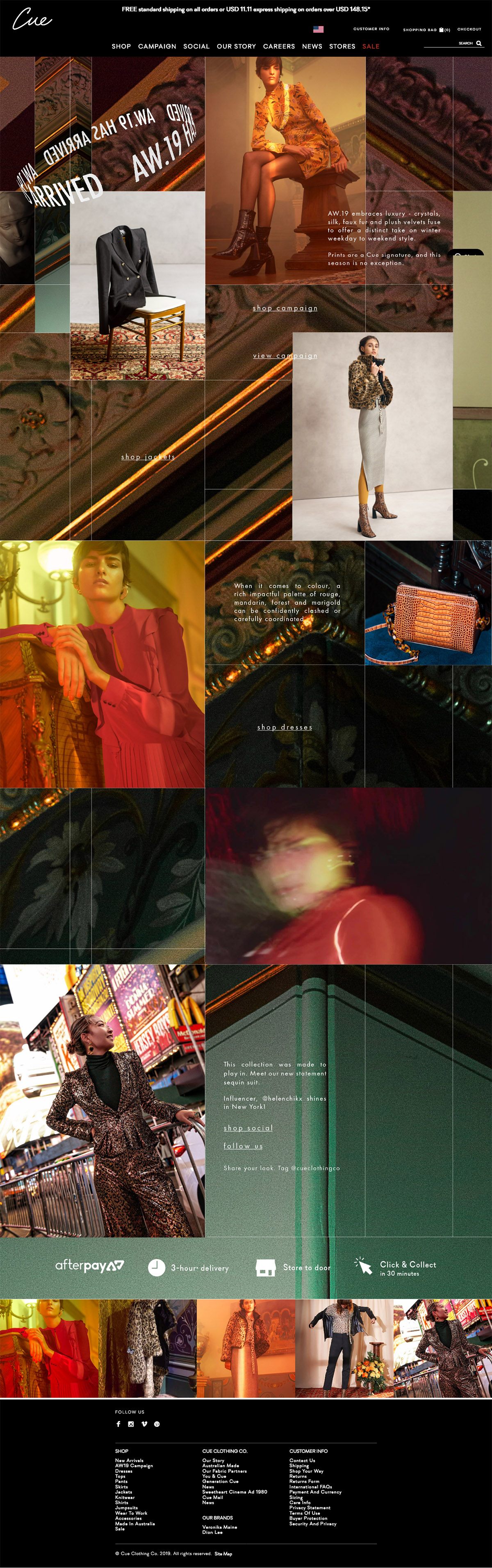 eCommerce website: Cue