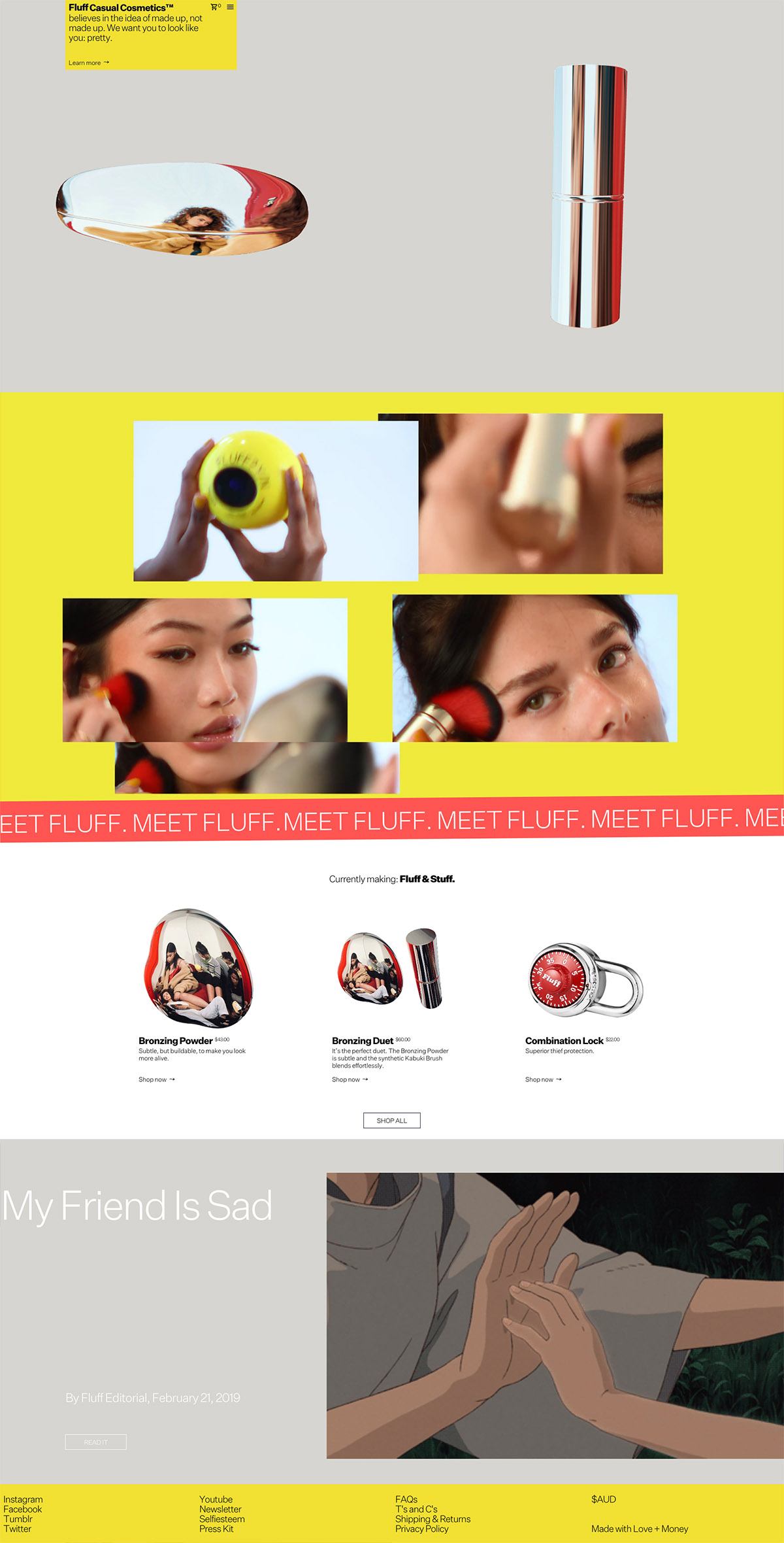 eCommerce website: Fluff Casual Cosmetics