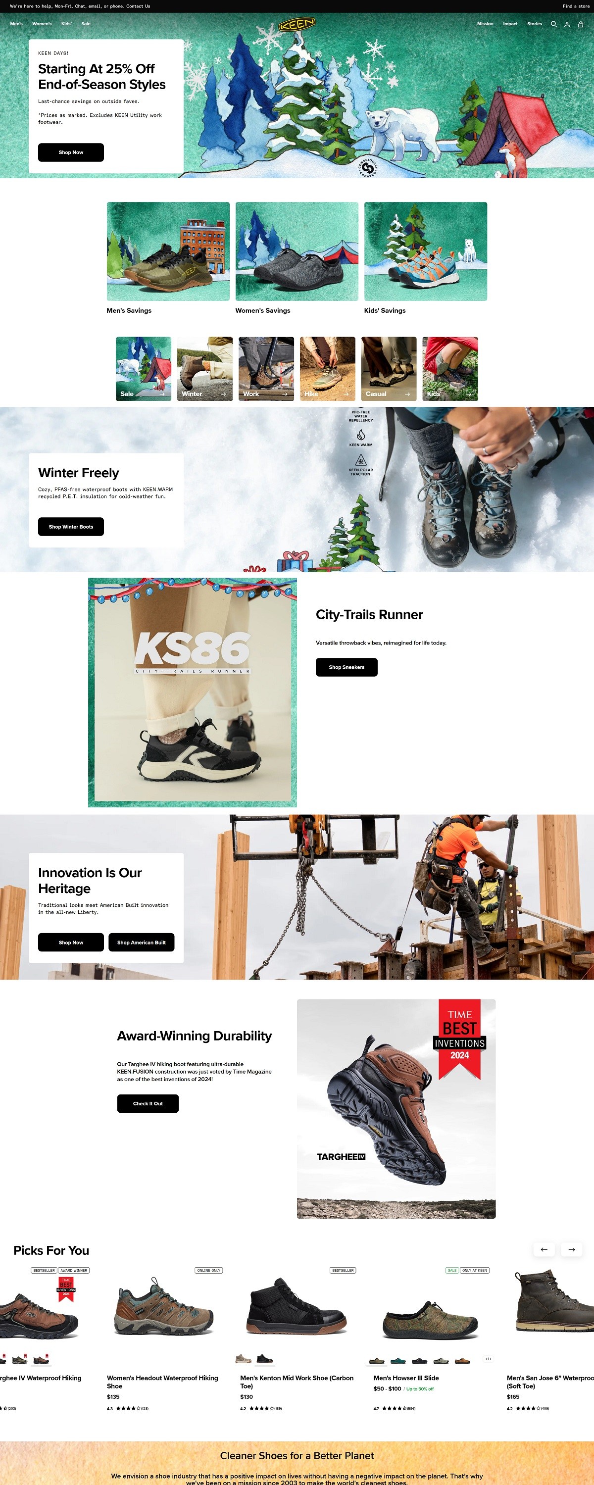 eCommerce website: KEEN