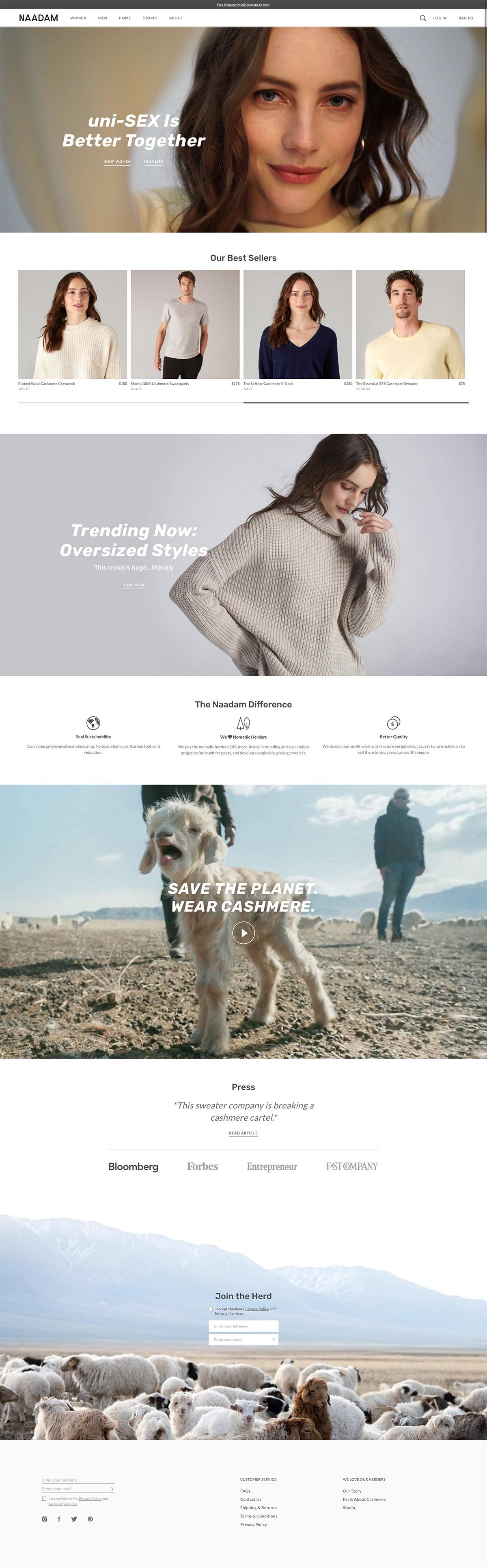 eCommerce website: Naadam