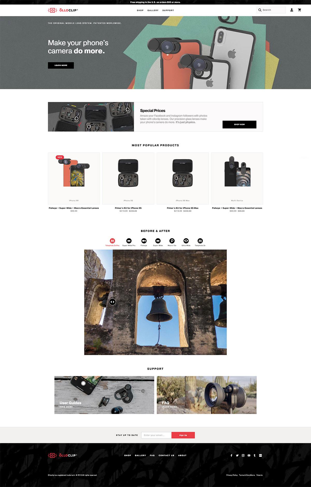 eCommerce website: Olloclip