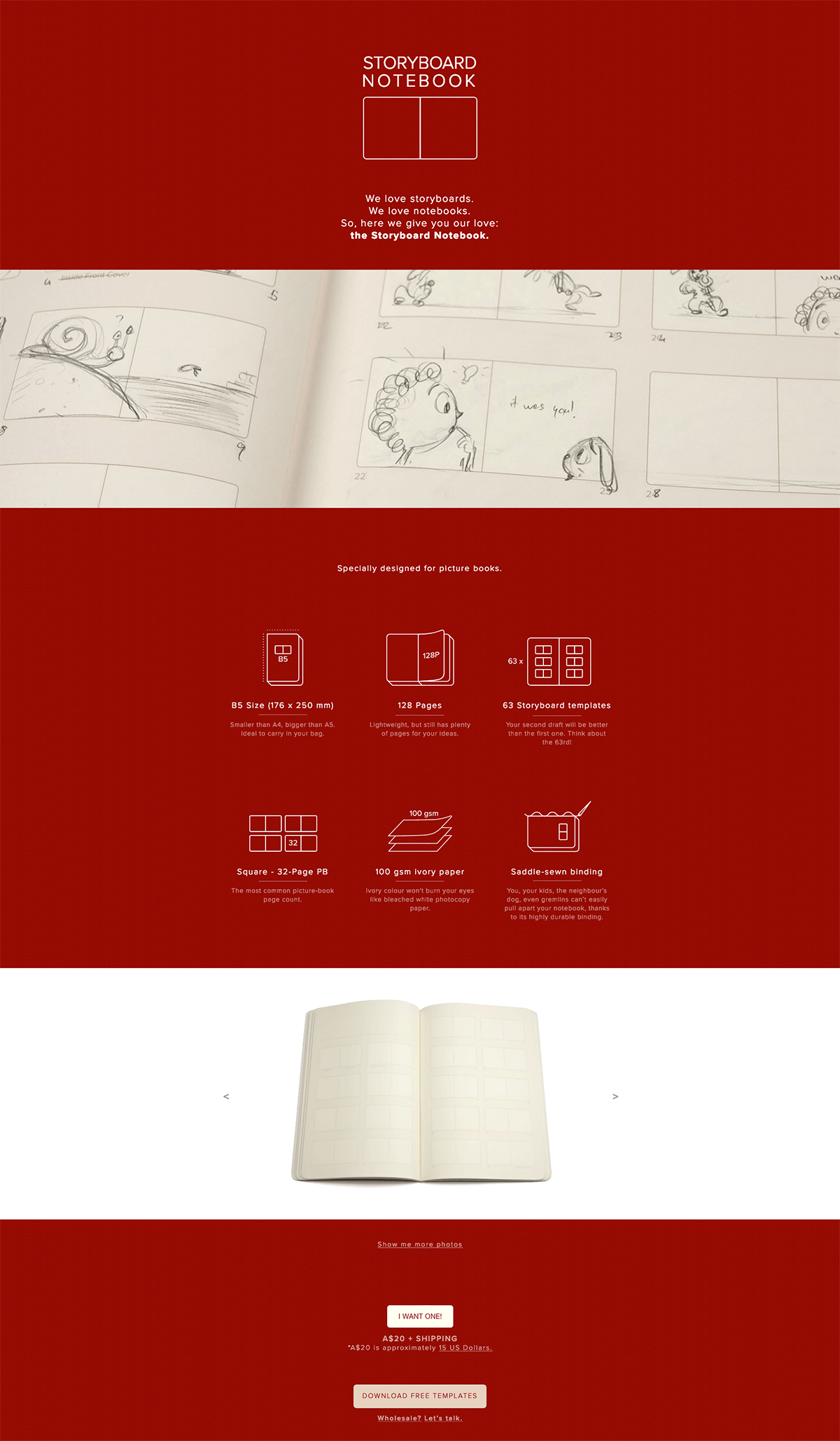 eCommerce website: Storyboard Notebook