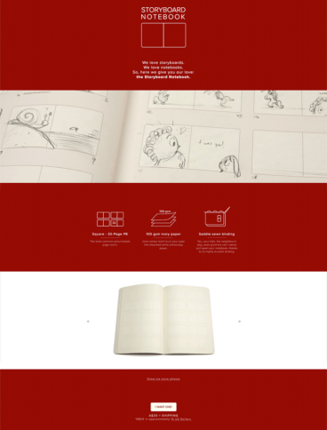 eCommerce website: Storyboard Notebook