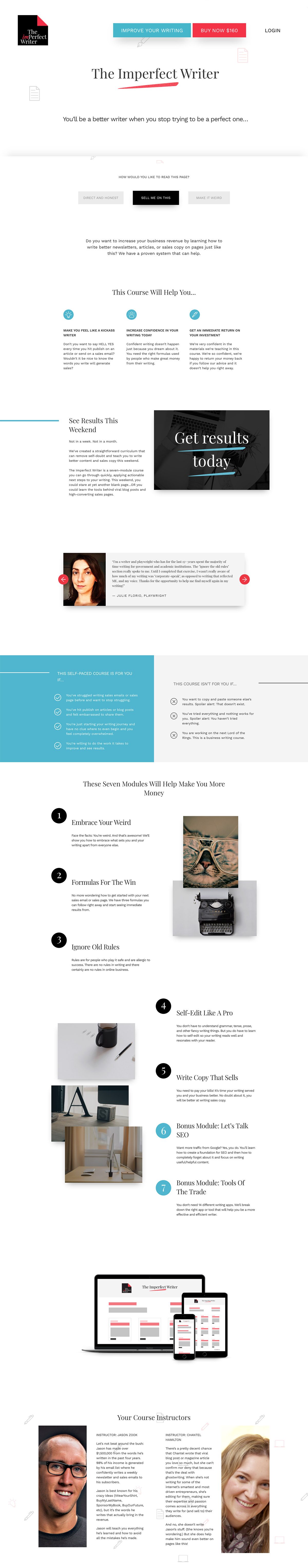 eCommerce website: The Imperfect Writer