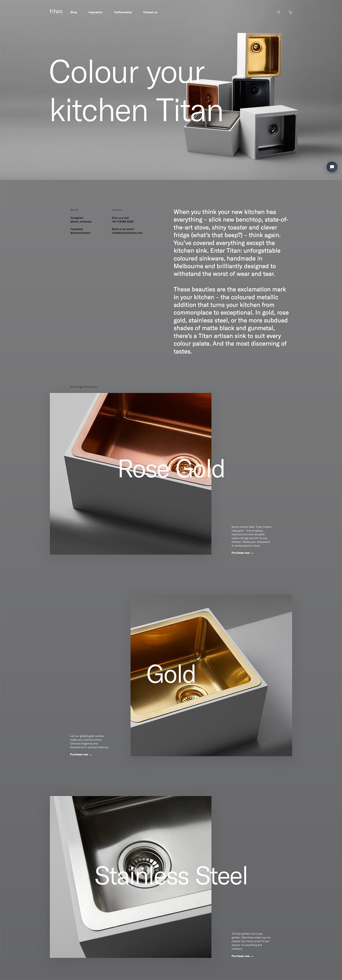 eCommerce website: Titan Sinkware