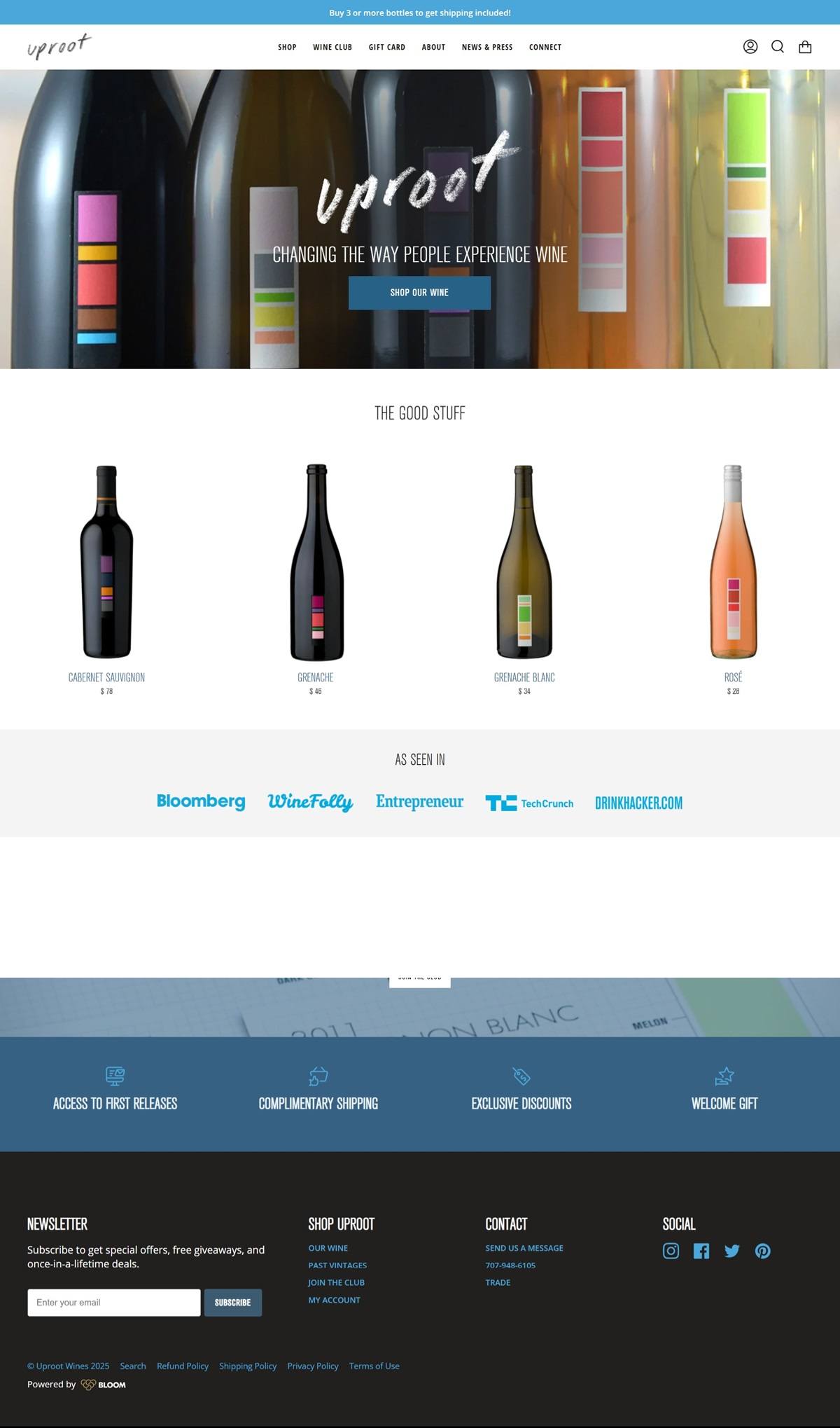 eCommerce website: Uproot Wines