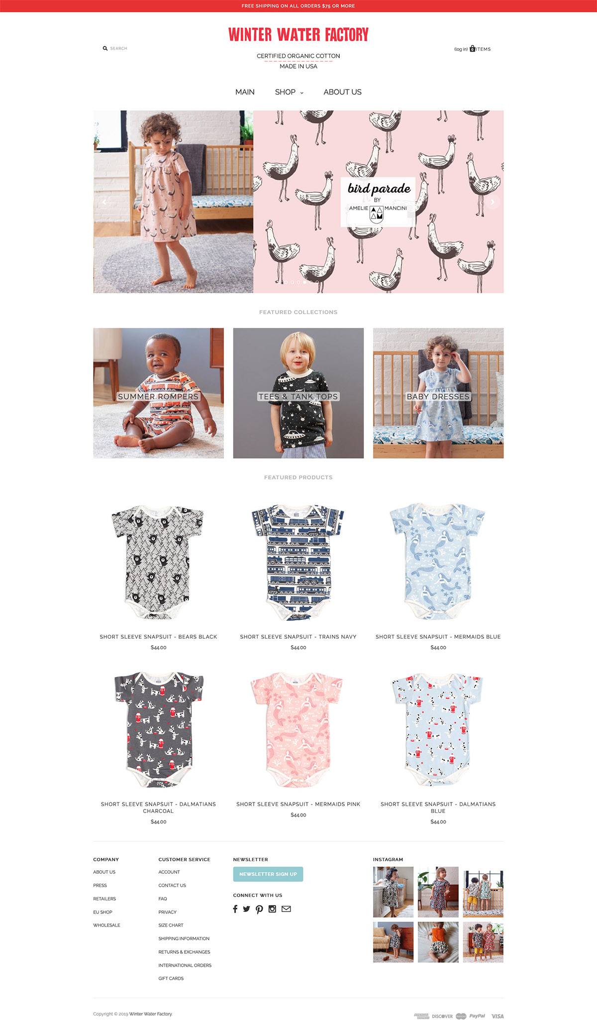 eCommerce website: Winter Water Factory