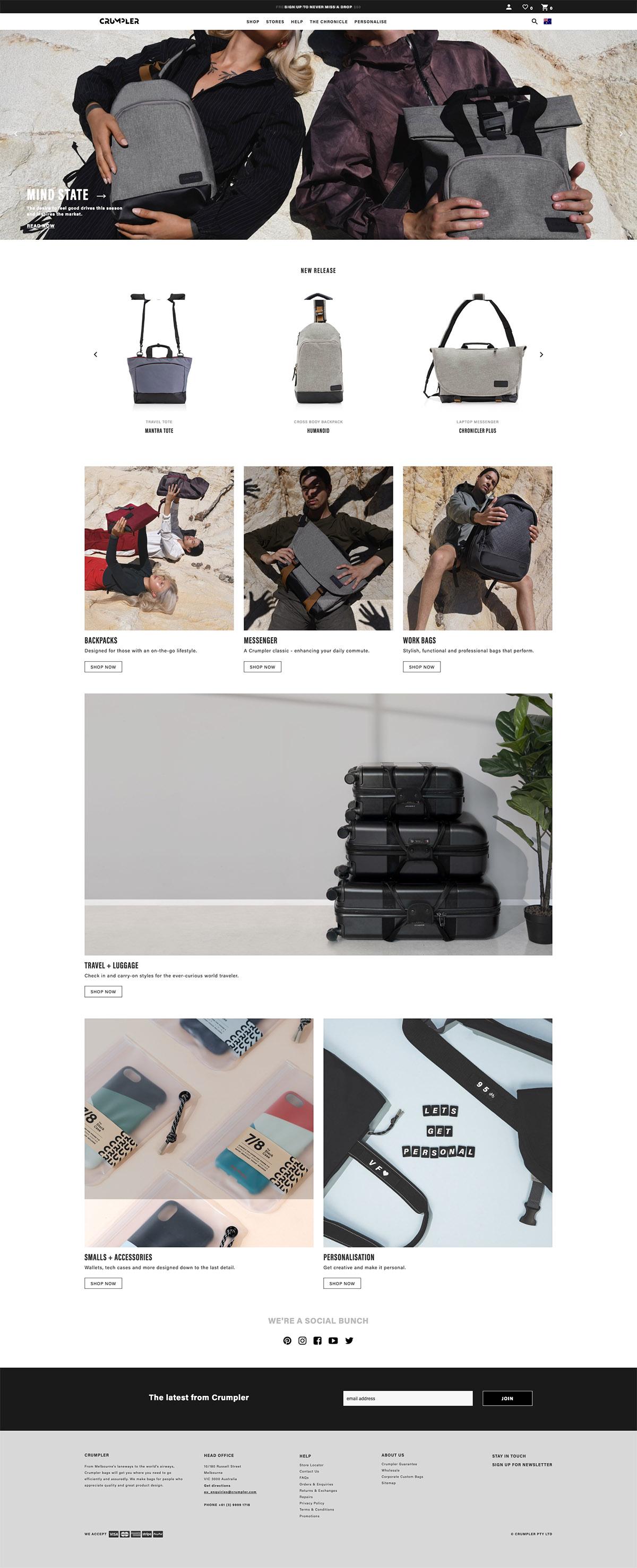 eCommerce website: Crumpler