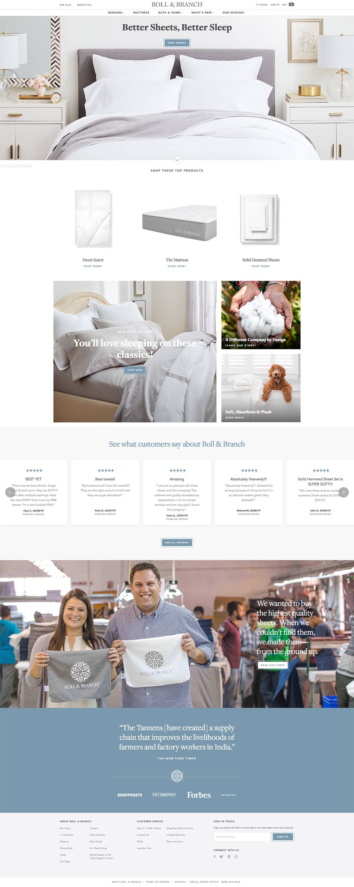 eCommerce website: Boll & Branch