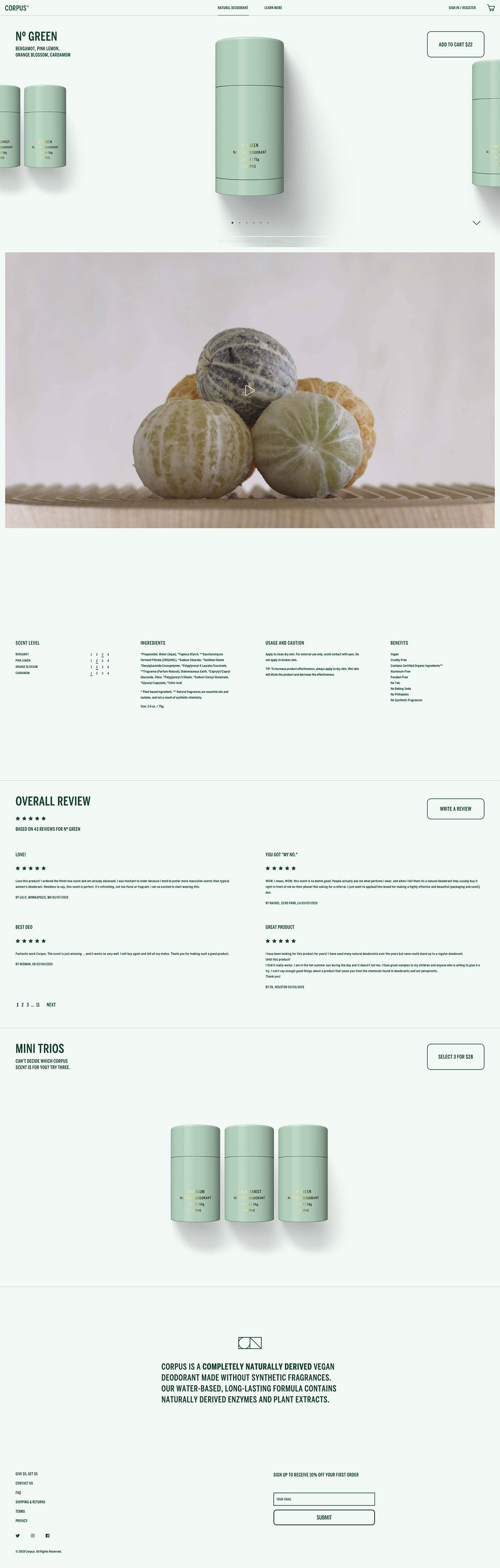 eCommerce website: Corpus Naturals