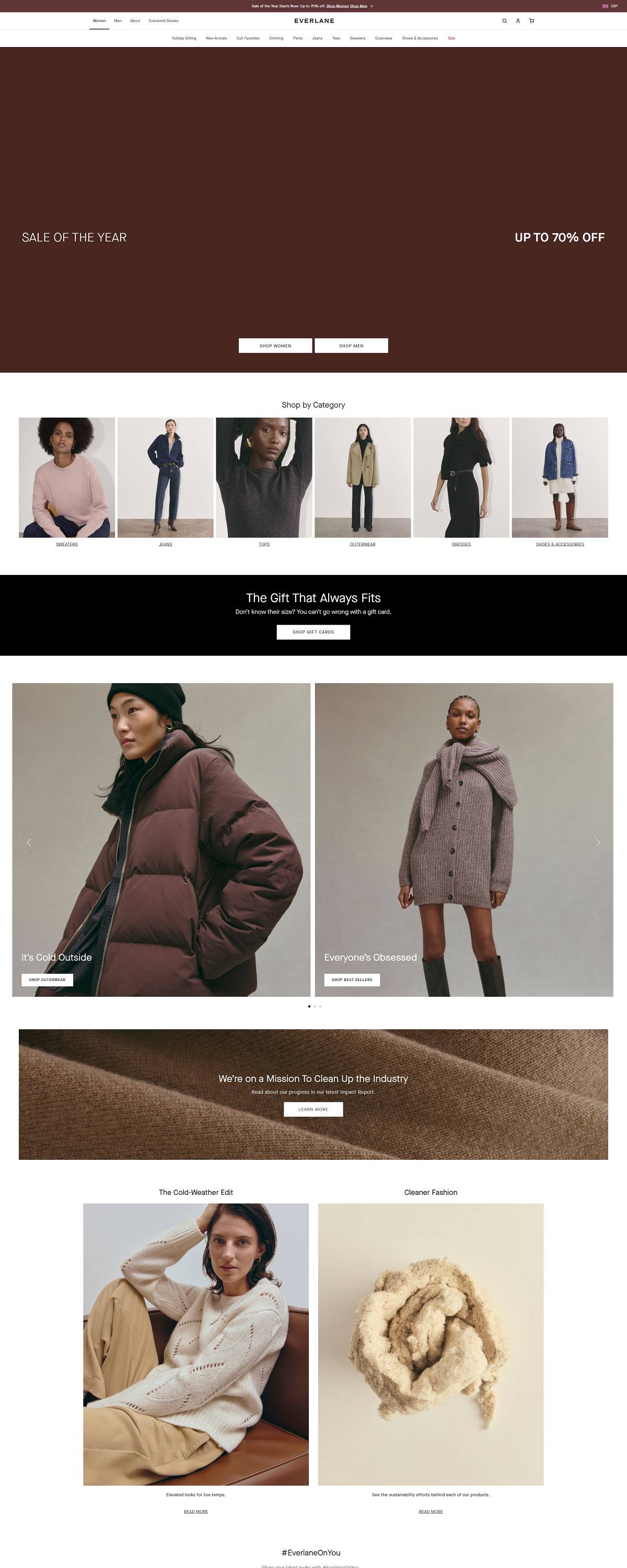 eCommerce website: Everlane