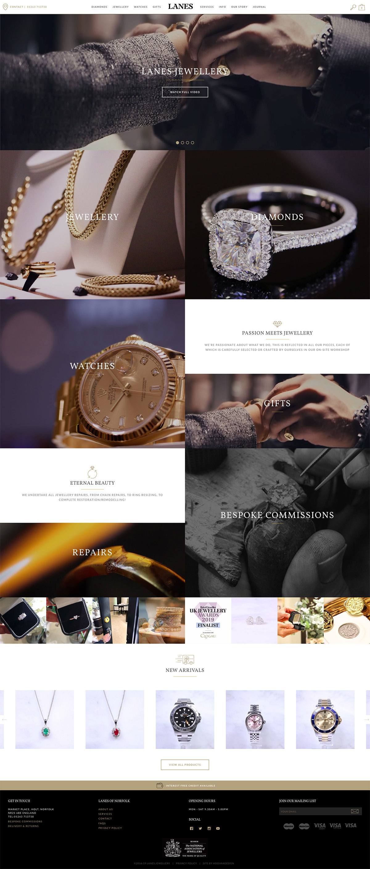 eCommerce website: Lanes Jewellery