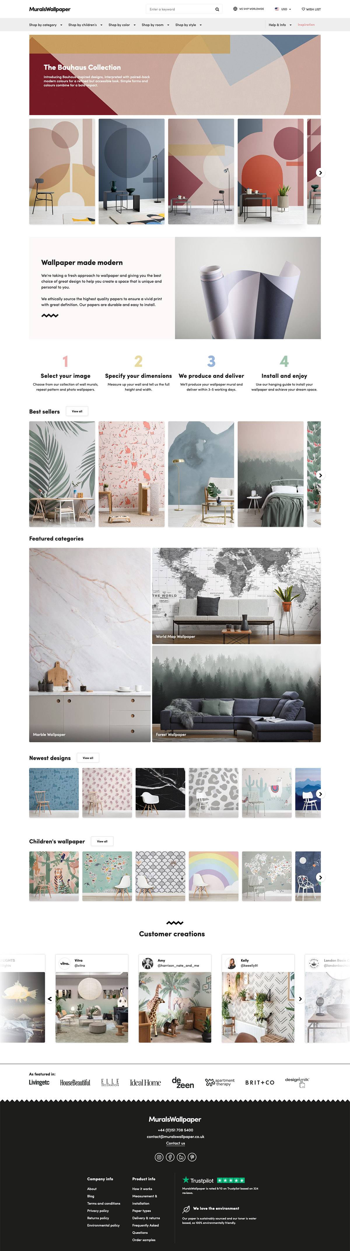eCommerce website: Murals Wallpaper