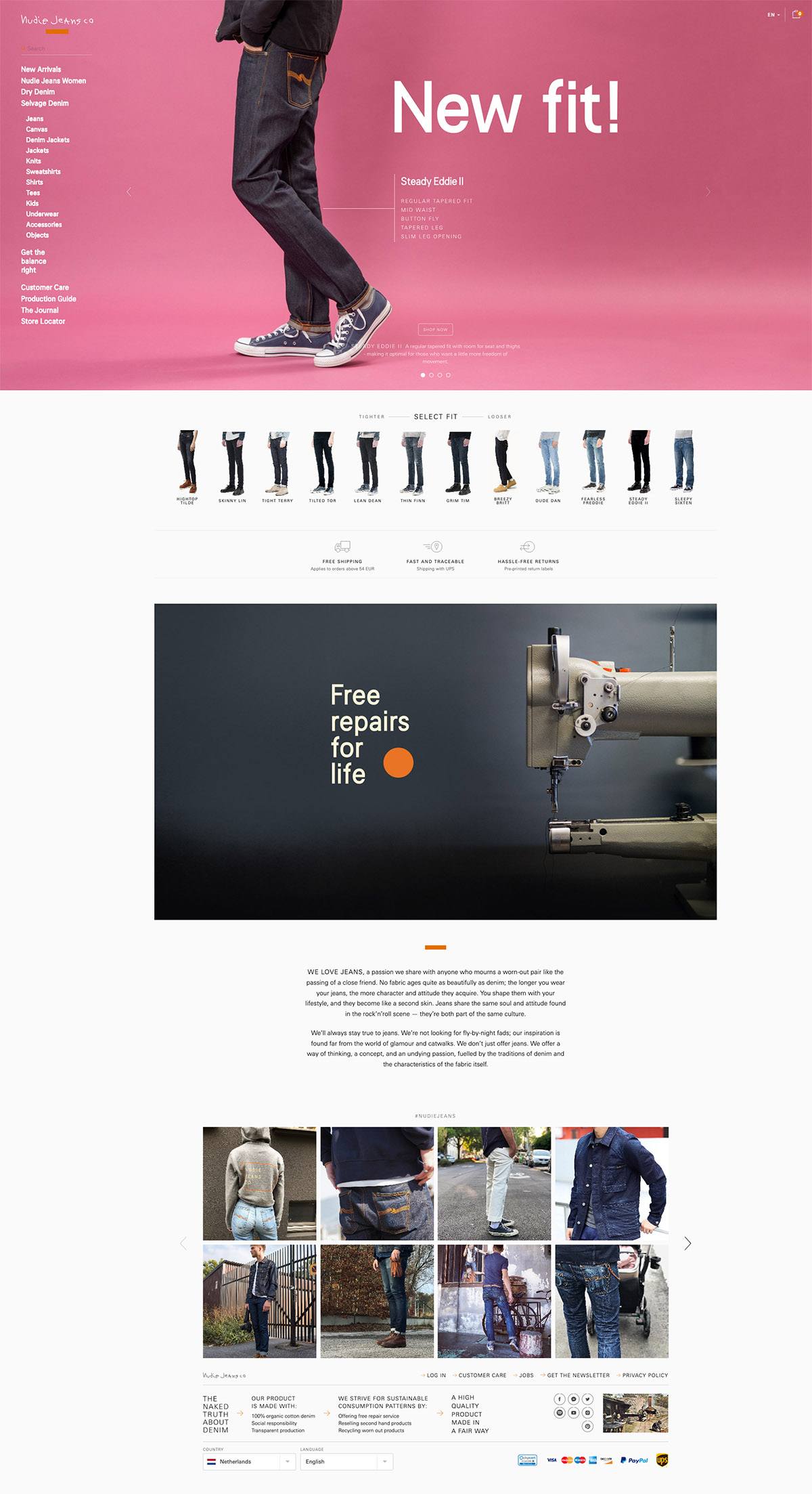 eCommerce website: Nudie Jeans