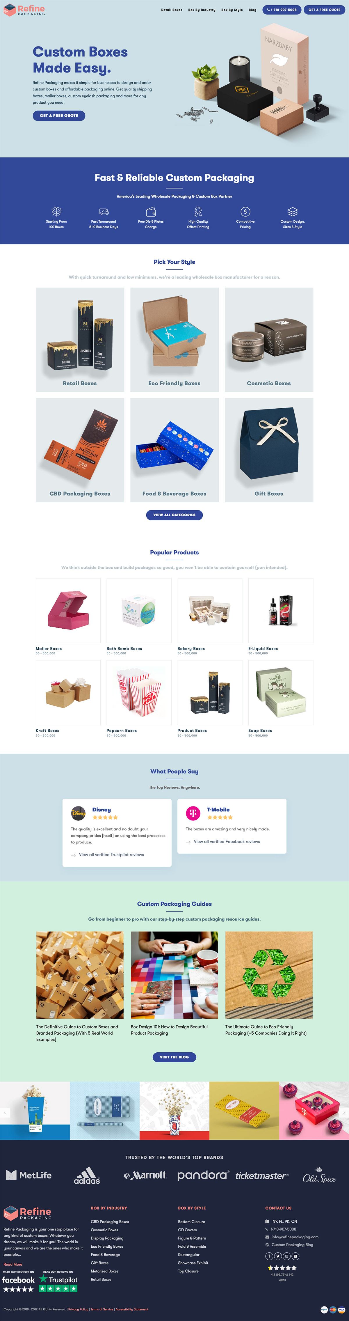 eCommerce website: Refine Packaging