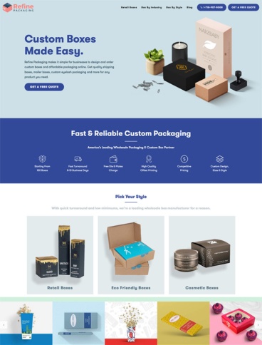 eCommerce website: Refine Packaging