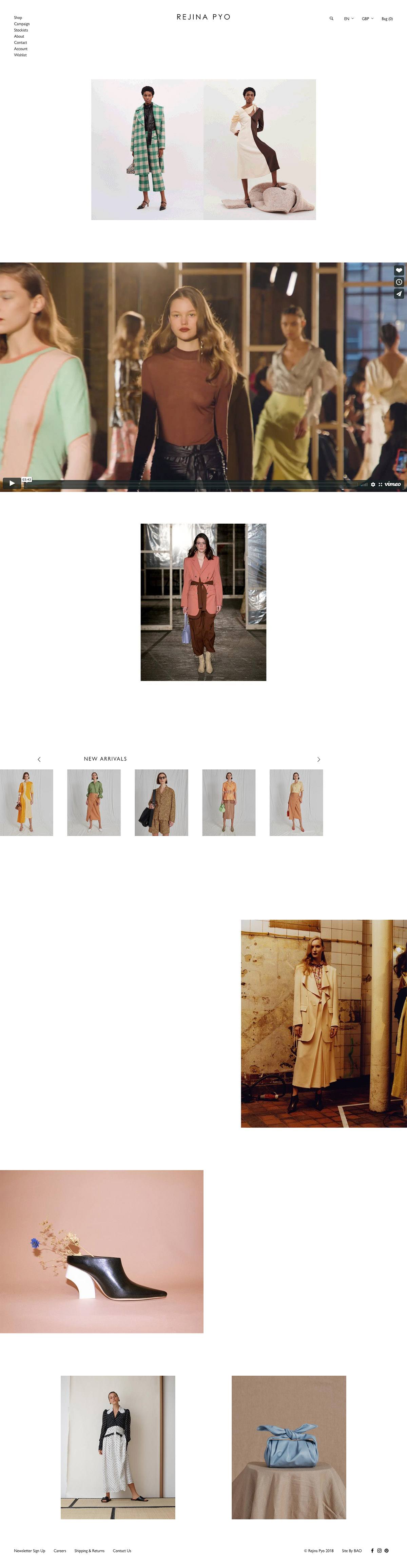 eCommerce website: Rejina Pyo