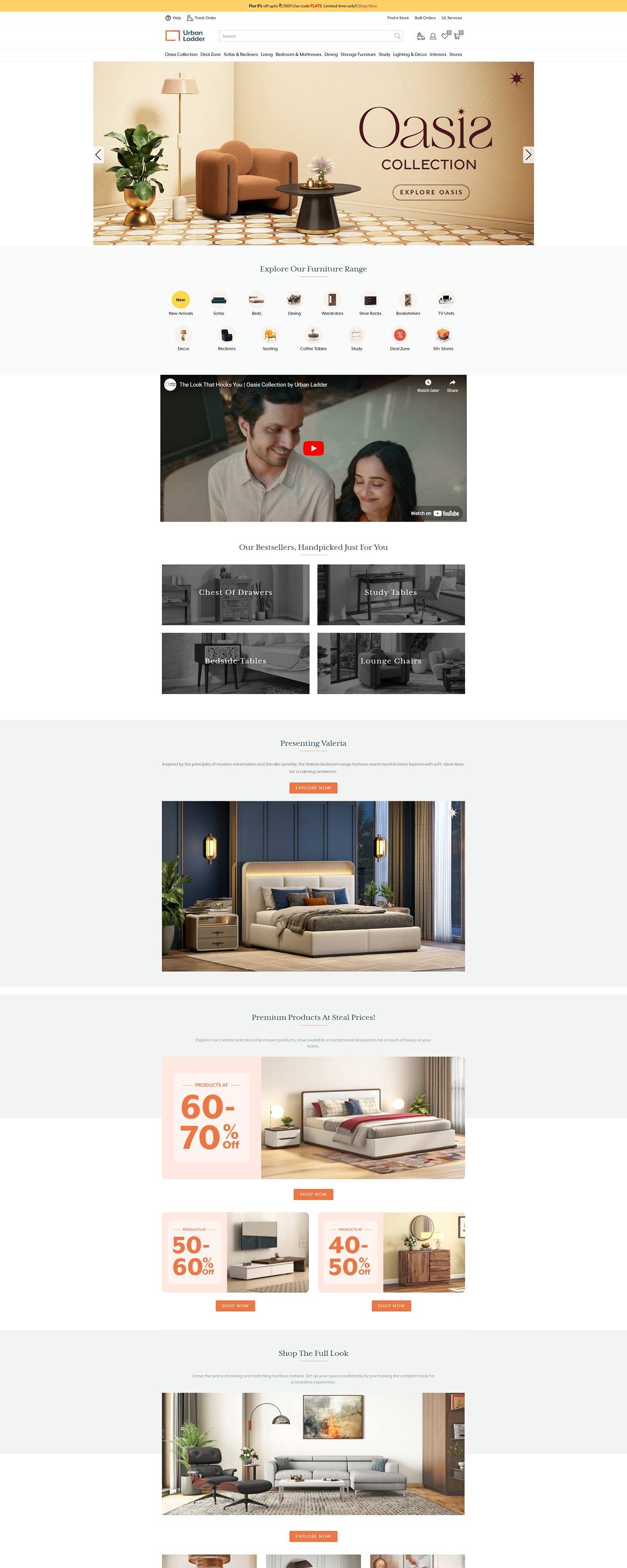 eCommerce website: Urban Ladder
