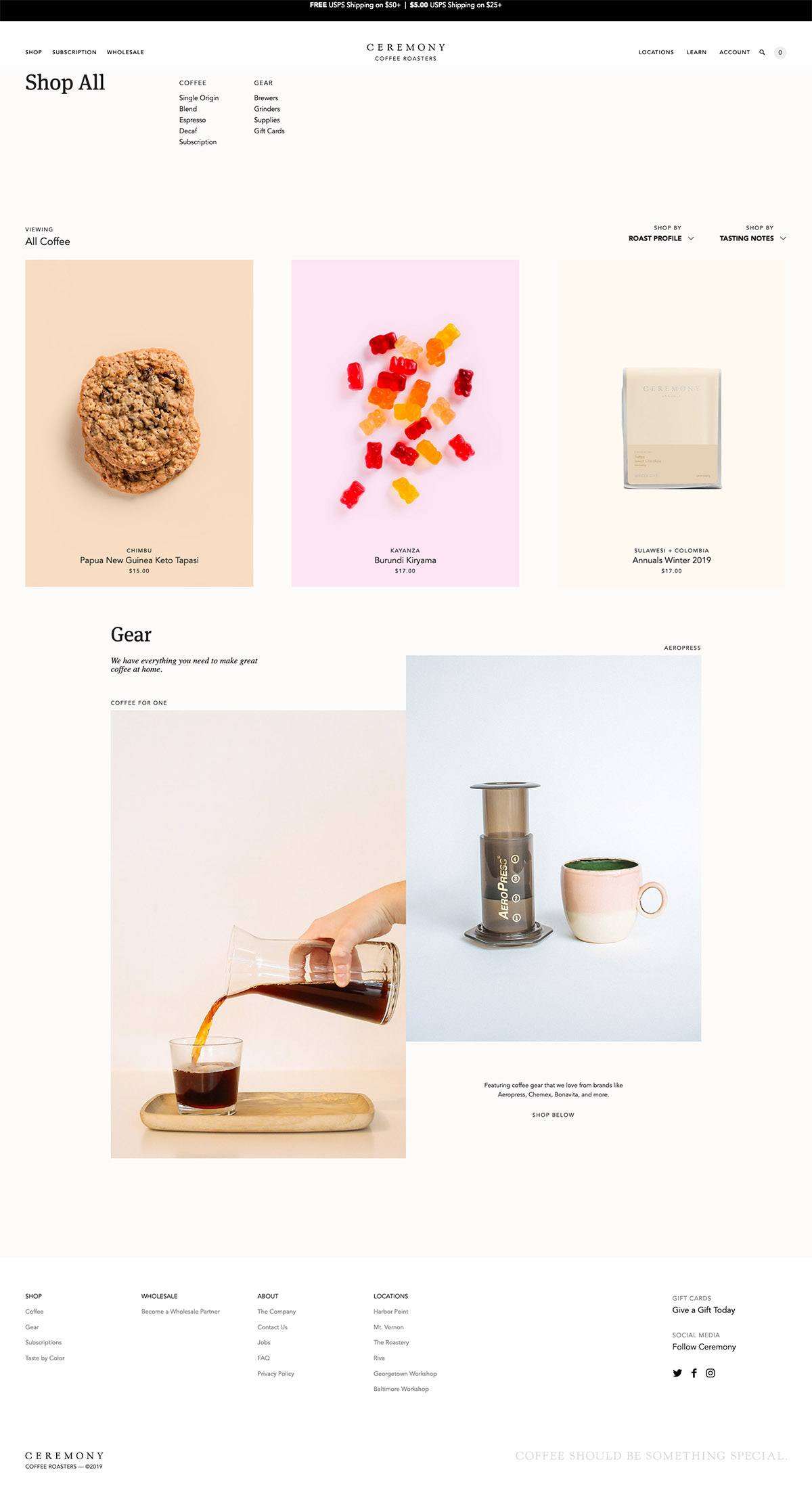 eCommerce website: Ceremony Coffee