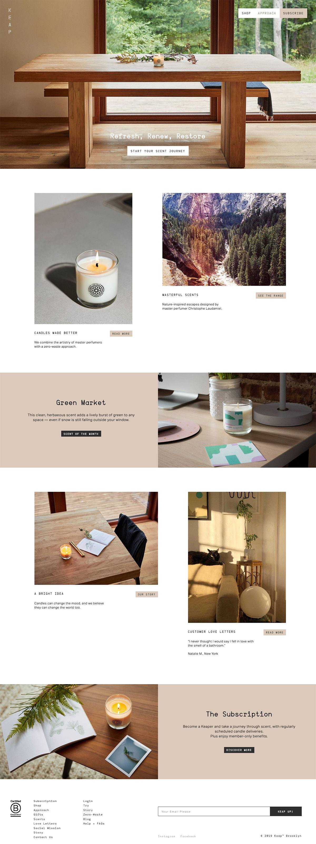 eCommerce website: Keap Candles