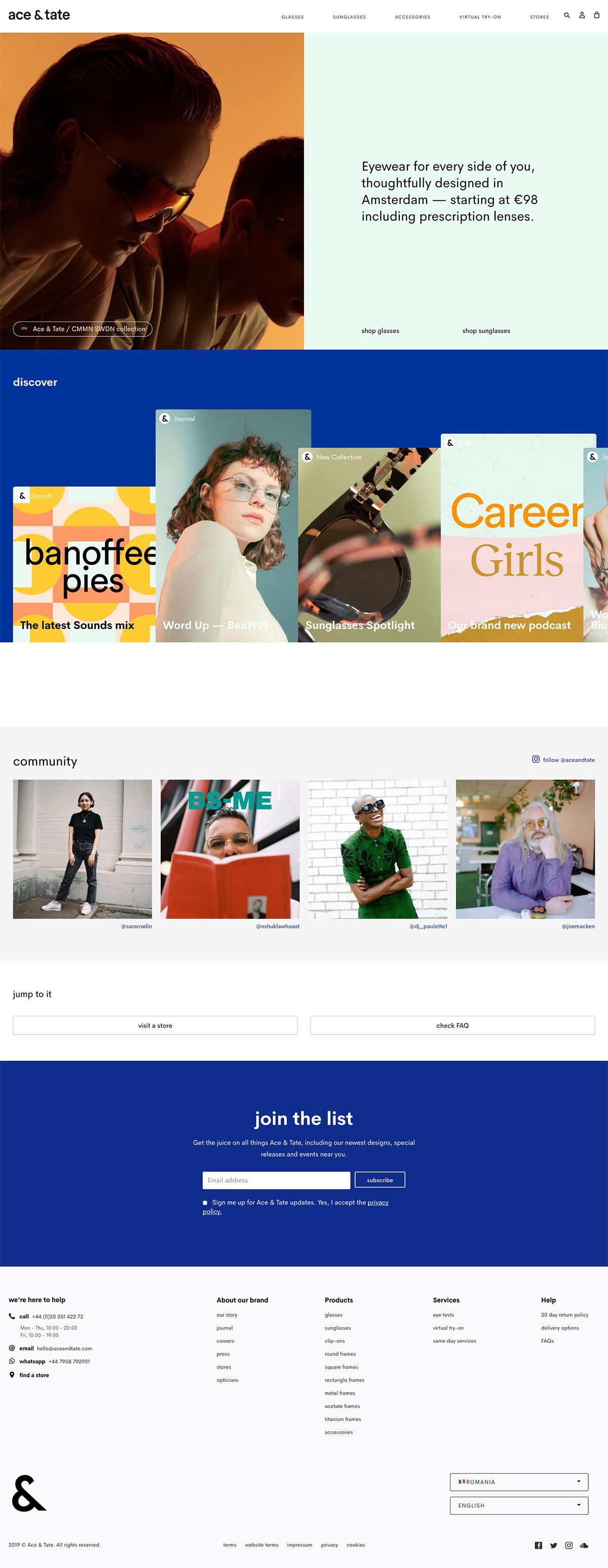 eCommerce website: Ace & Tate