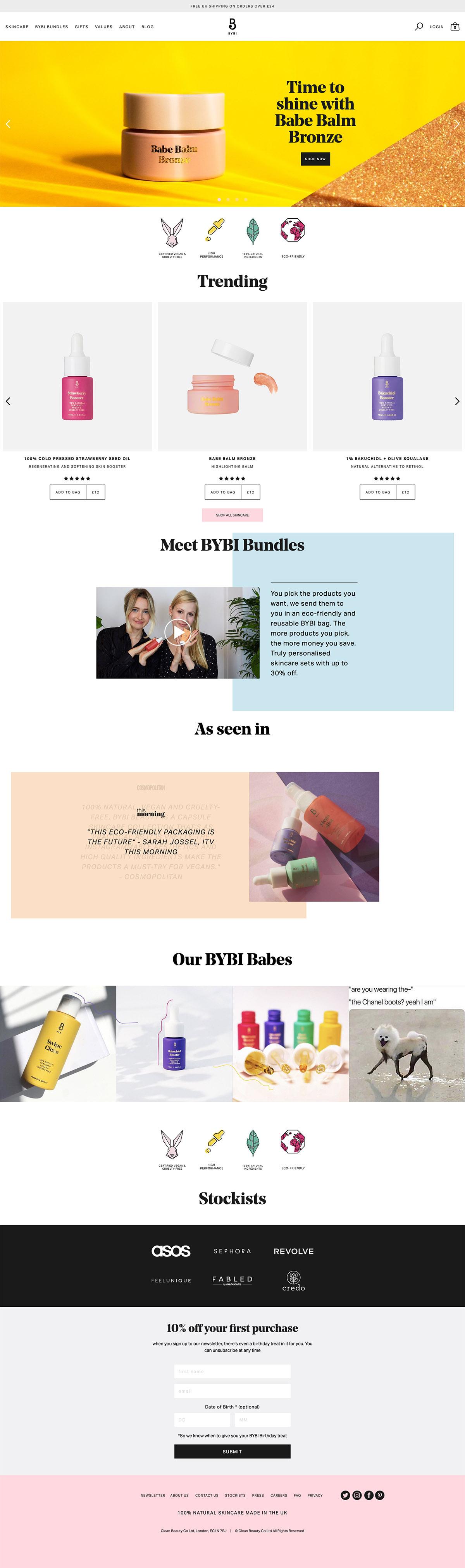 eCommerce website: BYBI Beauty