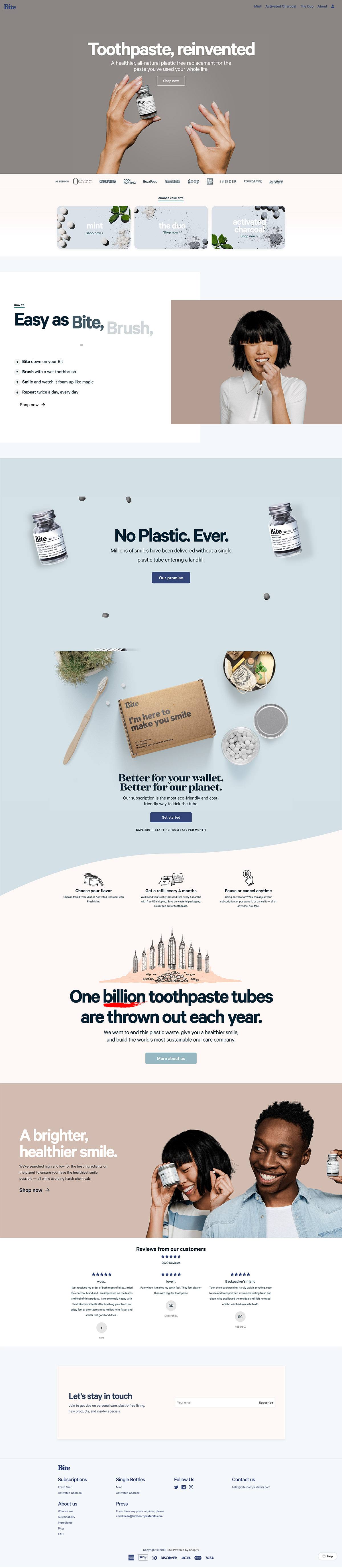 eCommerce website: Bite Toothpaste Bits