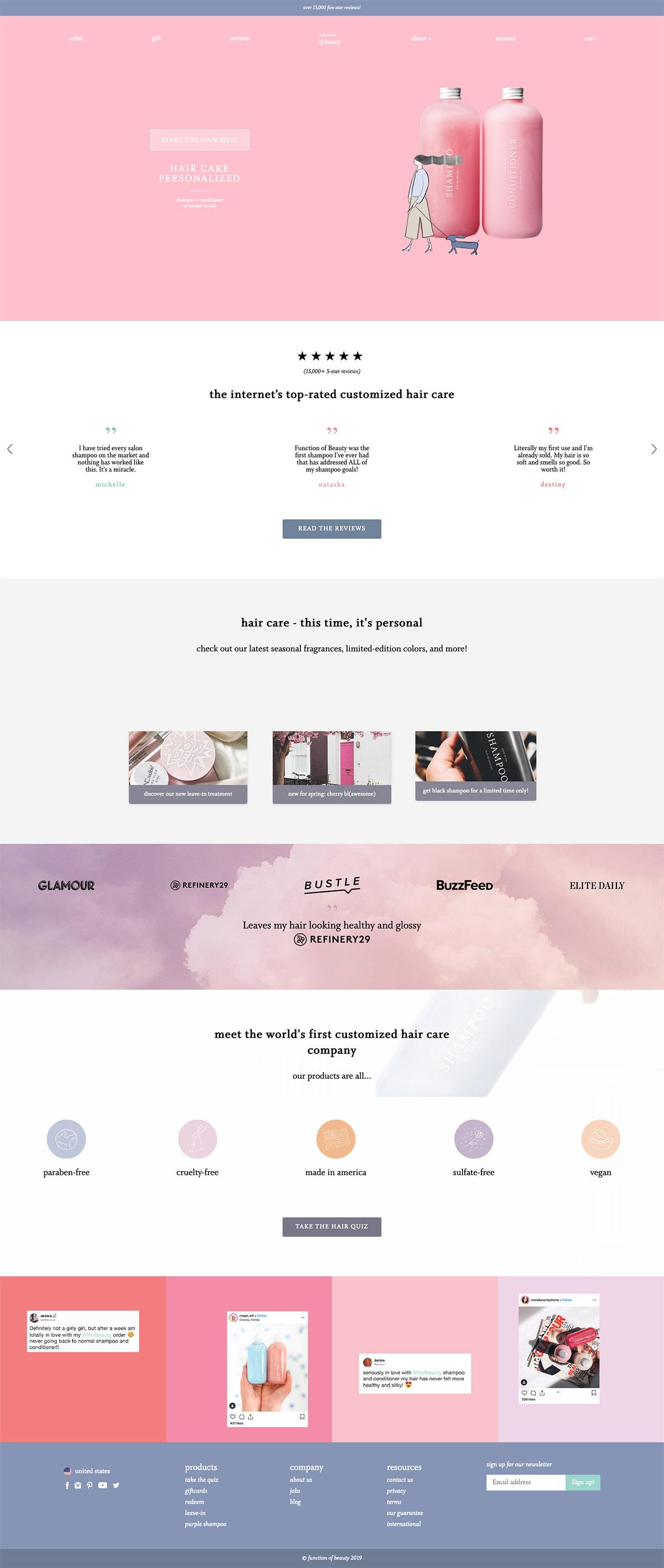 eCommerce website: Function of Beauty