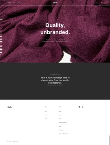 eCommerce website: Italic