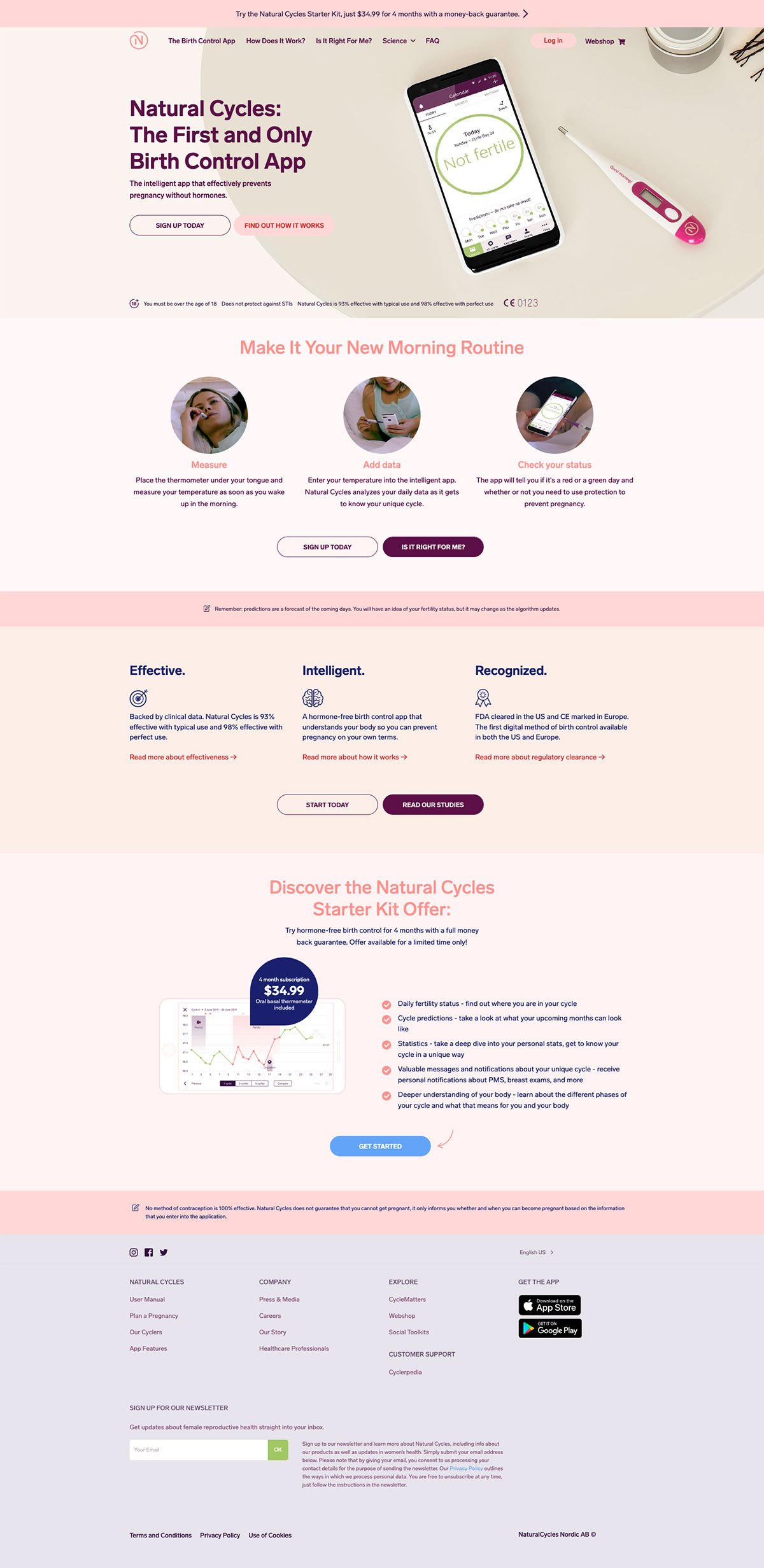 eCommerce website: Natural Cycles