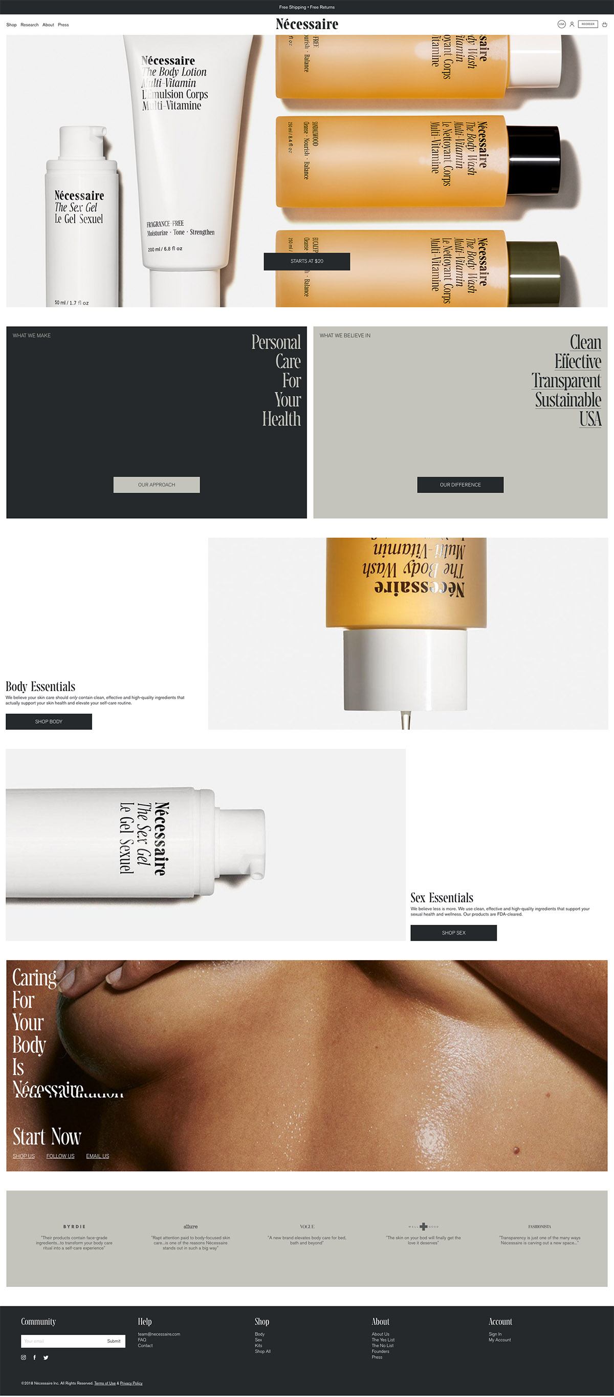 eCommerce website: Nécessaire